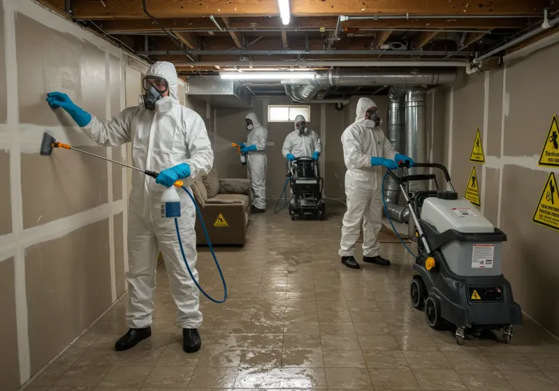 Basement Moisture Removal and Structural Drying process in Mead, WA